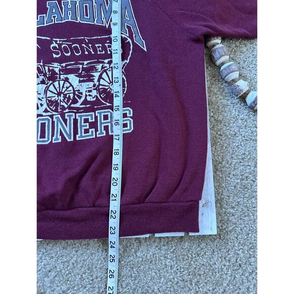 Vintage Oklahoma University UO Sooners Wagon Maroon Red Sweatshirt - Picture 5 of 7